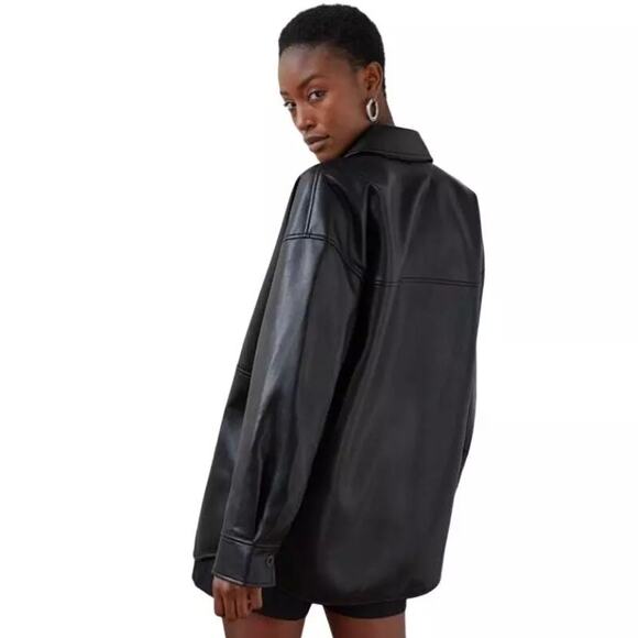 Babaton Vegan Leather Set: Pelli Shirt Jacket & Command Pants in Black Size XS/6 - Picture 2 of 14